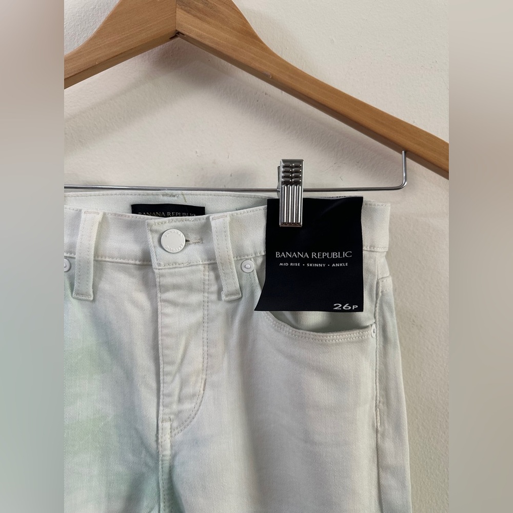 BANANA REPUBLIC Tie Dye Seafoam Mid-Rise Skinny SIZE 26P PETITE 4 Stretch Color - Picture 7 of 12